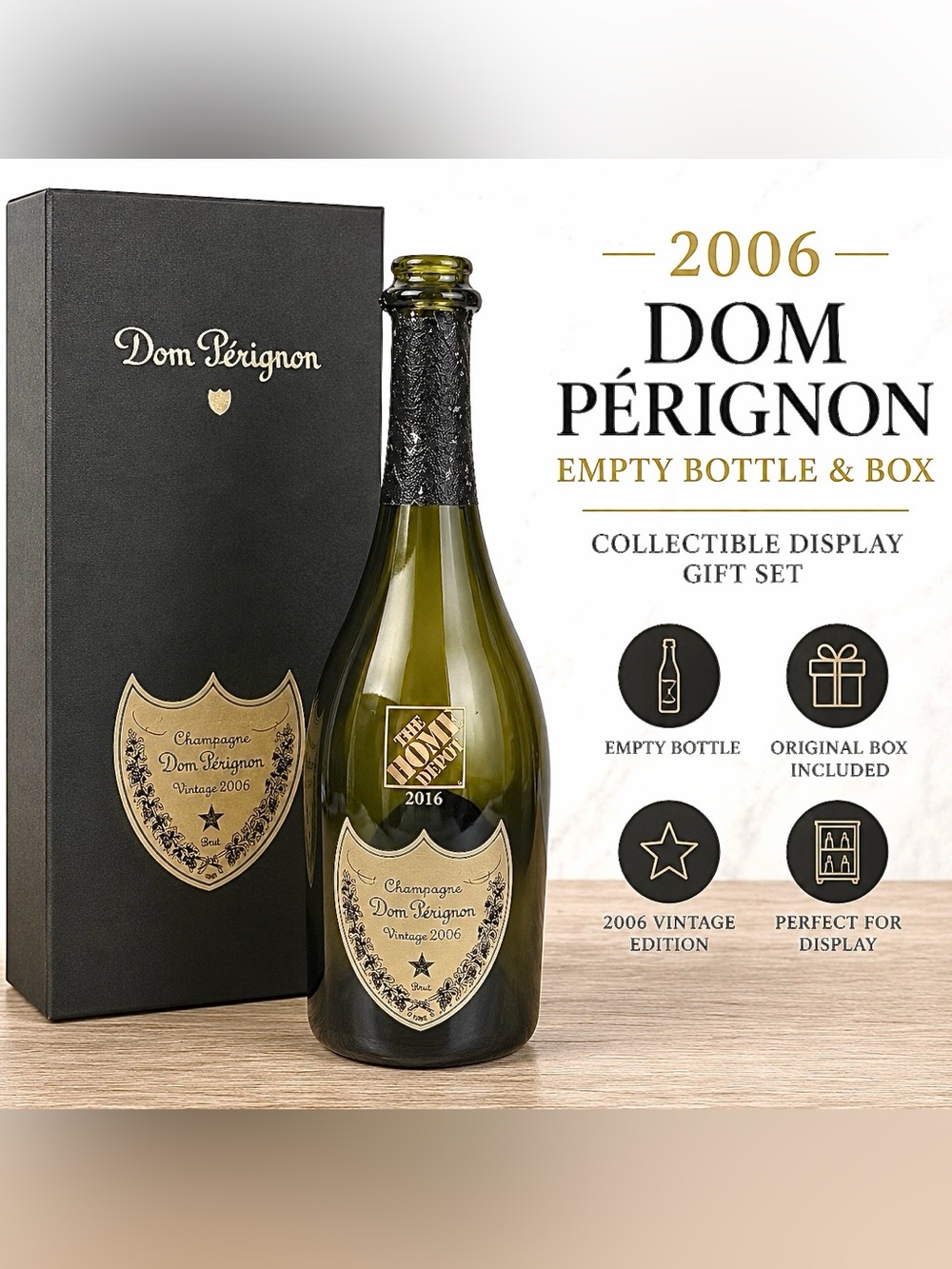 2006 Dom Perignon Empty Bottle & Box Collectible Display Gift Set